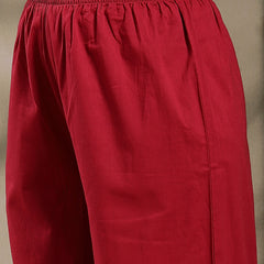 Stylum Women's Maroon Ajrakh Printed Cotton A-Line Kurta Pant Dupatta Set (KPDMAROONHEERA)