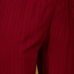 Women's Maroon Solid & Embroidered Crepe A-Line Kurta Pant Dupatta Set (KPDMAROONMILANI)