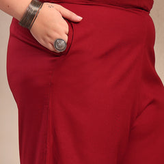 Stylum Women's Plus Size Maroon Solid Cotton Kurta Pant Dupatta Set (KPDMAROONSIFARPLUS)