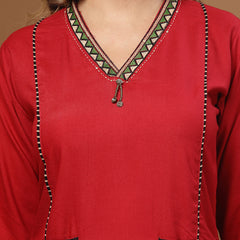 Stylum Women's Maroon Solid Rayon Straight Kurta Palazzo Dupatta Set (KPDMAROONTULIP)