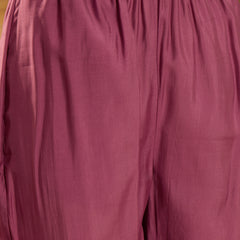 Stylum Women's Mauve Solid & Embroidered Silk Blend Straight Kurta Pant Dupatta Set (KPDMAUVEMETRI)