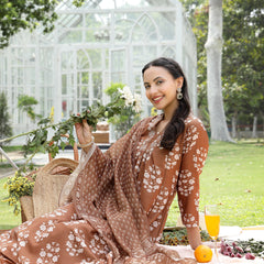 Stylum Women's Brown Floral Buta Printed Rayon A-Line Kurta Pant Dupatta Set (KPDMOUSESOMER)