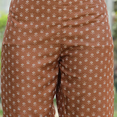 Stylum Women's Brown Floral Buta Printed Rayon A-Line Kurta Pant Dupatta Set (KPDMOUSESOMER)