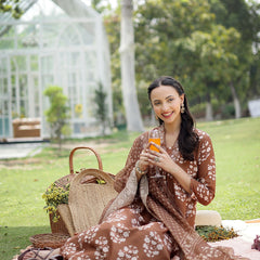 Stylum Women's Brown Floral Buta Printed Rayon A-Line Kurta Pant Dupatta Set (KPDMOUSESOMER)