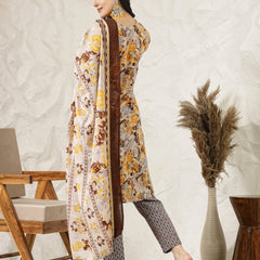 Stylum Women's Floral Printed Cotton Blend Straight Kurta Pant Dupatta Set (KPDMUSTARDDHOOM)