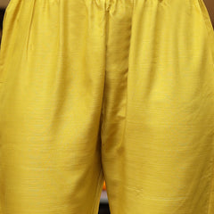 Stylum Women's Mustard Lehariya Solid & Embroidered Muslin Straight Kurta Pant Dupatta Set (KPDMUSTARDKASTURI)