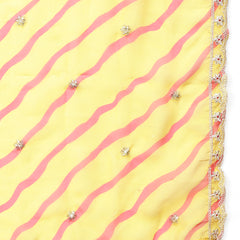 Stylum Women's Mustard Lehariya Solid & Embroidered Muslin Straight Kurta Pant Dupatta Set (KPDMUSTARDKASTURI)