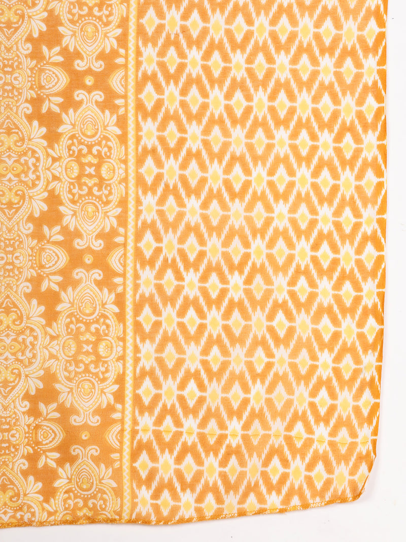 Stylum Women's Mustard Ethnic Printed Cotton Straight Kurta Pant Dupatta Set (KPDMUSTARDRAJ)