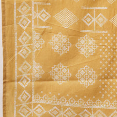 Stylum Women's Mustard Ethnic Motif Printed Cotton Straight Kurta Pant Dupatta Set (KPDMUSTARDSAJLA)