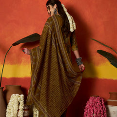 Stylum Women's Mustard Printed Cotton Straight Kurta Pant Dupatta Set (KPDMUSTBUGATI)