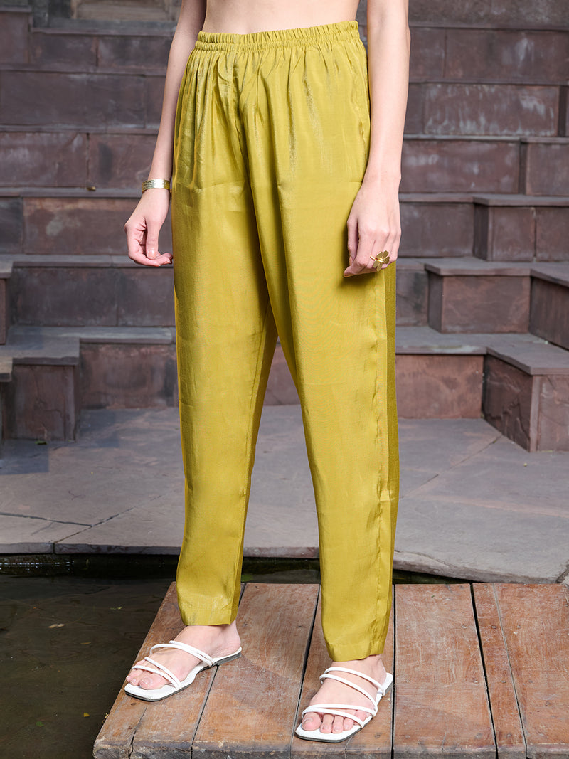 Stylum Women's Mustard Embroidered Silk Straight Kurta Pant Dupatta Set (KPDMUSTMANKU)