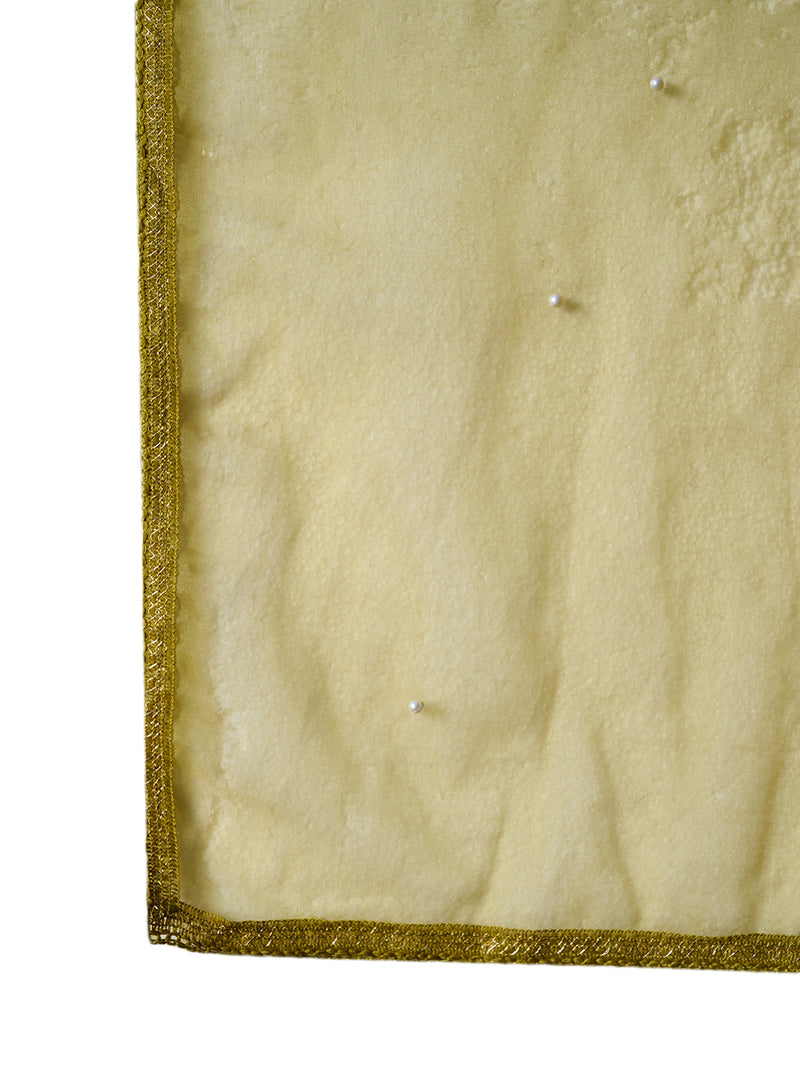 Stylum Women's Mustard Embroidered Silk Straight Kurta Pant Dupatta Set (KPDMUSTMANKU)