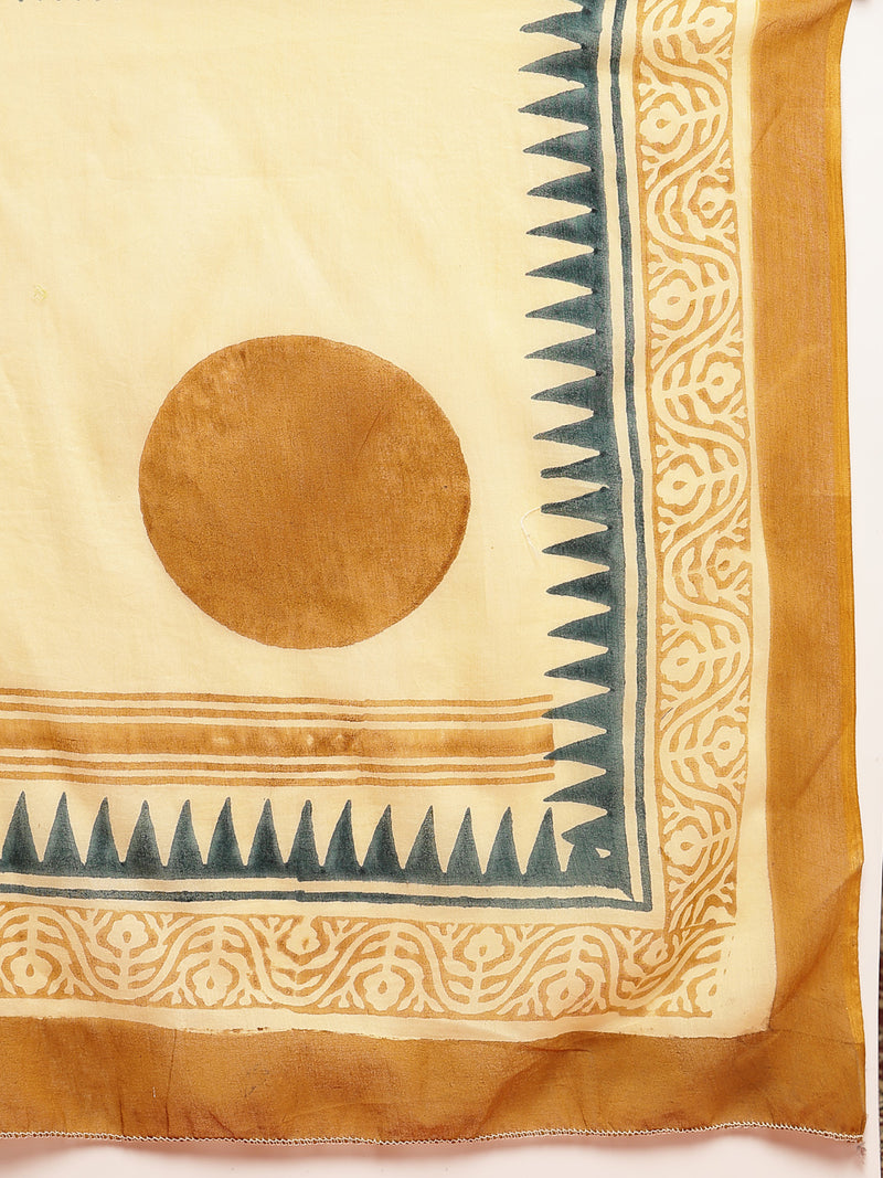 Stylum Women's Mustard Solid Cotton Straight Kurta Pant Dupatta Set (KPDMUSTPANNA)