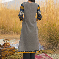 Stylum Women's Mustard Striped Printed Cotton Straight Kurta Pant Dupatta Set (KPDMUSTULTRA)