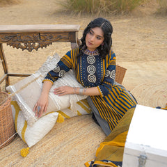 Stylum Women's Mustard Striped Printed Cotton Straight Kurta Pant Dupatta Set (KPDMUSTULTRA)