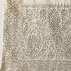 Stylum Women's Off White Brocade Work Silk Blend Straight Kurta Pant Dupatta Set (KPDOFFWHITEPERU)