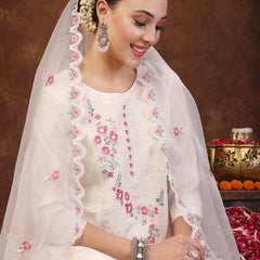 Stylum Women's Off White Embroidered Silk Straight Kurta Pant Dupatta Set (KPDOFFWHITESIMRAN)