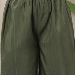 Stylum Women's Olive Woven Design & Embroidered Cotton Blend Straight Kurta Palazzo Dupatta Set (KPDOLIVEBOHRA)