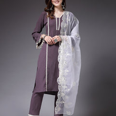 Stylum Women's Solid & Embellished Silk Crepe Straight Kurta Pant Dupatta Set (KPDPAKIJA)