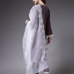 Stylum Women's Solid & Embellished Silk Crepe Straight Kurta Pant Dupatta Set (KPDPAKIJA)