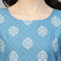 Stylum Women's Printed Rayon Kurta Pant Dupatta Set (KPDPEPSIBLUE)