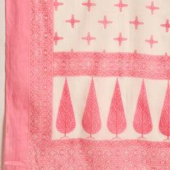 Stylum Women's Pink Ethnic Printed Cotton Anarkali Kurta Pant Dupatta Set (KPDPINKALORA)