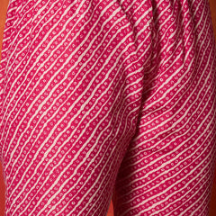 Stylum Women's Pink Leheriya Printed Cotton Straight Kurta Pant Dupatta Set (KPDPINKCOLD)