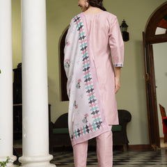 Stylum Women's Pink Solid Cotton Straight Kurta Pant Dupatta Set (KPDPINKDALMA)