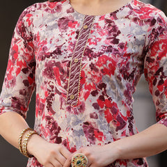 Stylum Women's Floral Printed Cotton Blend Straight Kurta Pant Dupatta Set (KPDPINKDHOOM)