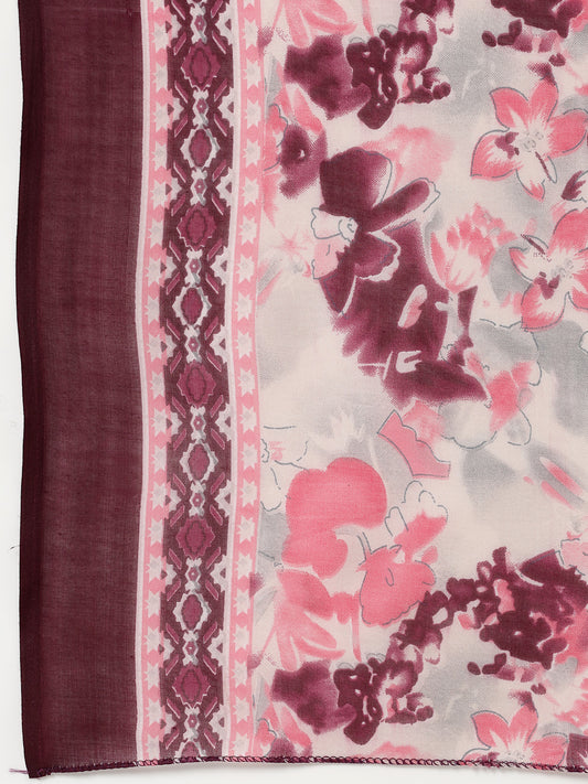 Stylum Women's Floral Printed Cotton Blend Straight Kurta Pant Dupatta Set (KPDPINKDHOOM)