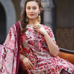 Stylum Women's Floral Printed Cotton Blend Straight Kurta Pant Dupatta Set (KPDPINKDHOOM)