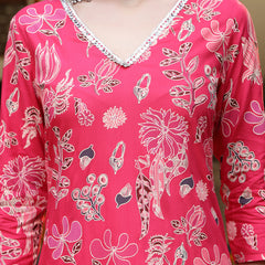 Stylum Women's Pink Floral Printed Rayon Straight Kurta Pant Dupatta Set (KPDPINKFRANCE)