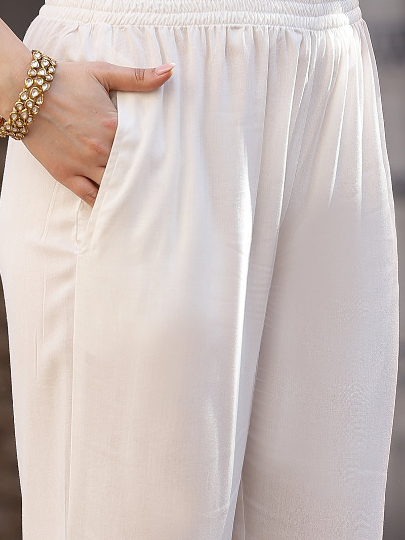 Stylum Women's Pink Printed & Embroidered Cotton Anarkali Kurta Pant Dupatta Set (KPDPINKHIMANI)