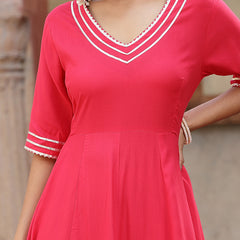 Stylum Women's Solid Rayon Anarkali Kurta Pant & Dupatta Set (KPDPINKKIVI)