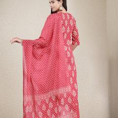 Stylum Women's Printed & Embroidered Rayon Straight Kurta Pant Dupatta Set (KPDPINKKOHLI)