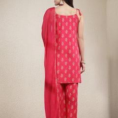 Stylum Women's Paisley Printed Rayon Sleeveless Straight Kurta Palazzo Dupatta Set (KPDPINKMALIKA)