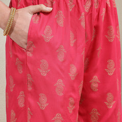 Stylum Women's Paisley Printed Rayon Sleeveless Straight Kurta Palazzo Dupatta Set (KPDPINKMALIKA)