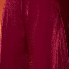 Stylum Women's Pink Solid & Embroidered Silk Blend Straight Kurti Palazzo Dupatta Set (KPDPINKMYSORE)