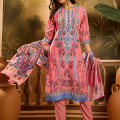 Stylum Women's Pink Printed Muslin Straight Pakistani Kurta Pant Dupatta Set (KPDPINKPATNA)