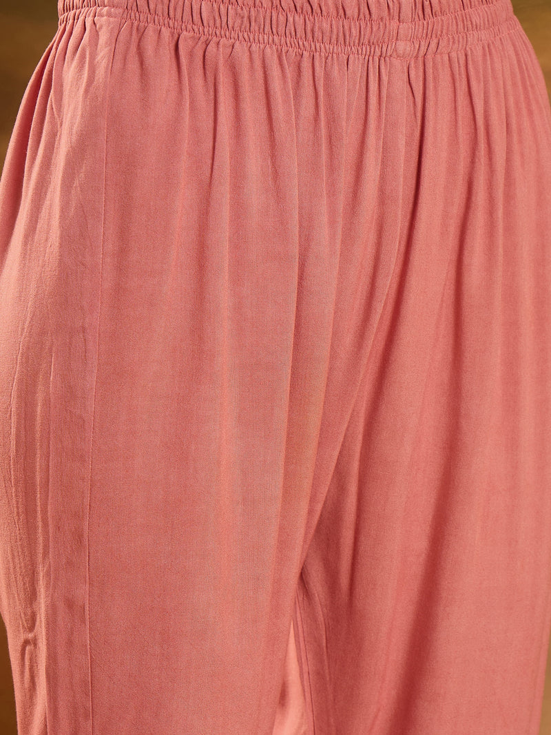 Stylum Women's Pink Printed Muslin Straight Pakistani Kurta Pant Dupatta Set (KPDPINKPATNA)