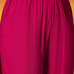 Stylum Women's Pink Solid Rayon Anarkali Kurta Pant Dupatta Set (KPDPINKREVOLT)