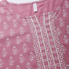 Stylum Women's Floral Printed Rayon Straight Kurta Pant Dupatta Set (KPDPINKSEAL)