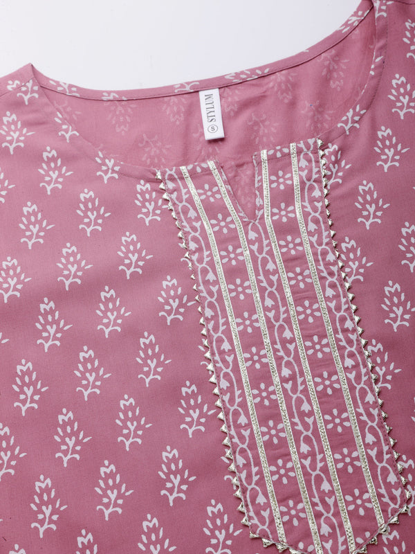 Stylum Women's Floral Printed Rayon Straight Kurta Pant Dupatta Set (KPDPINKSEAL)