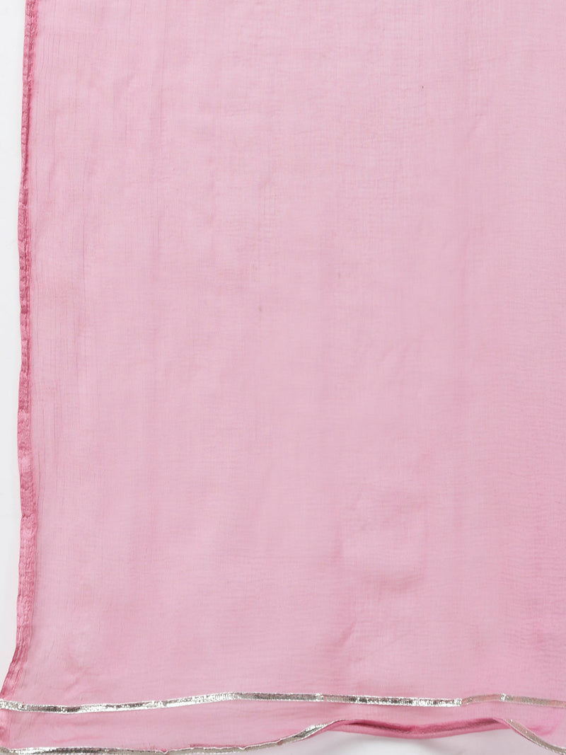 Stylum Women's Floral Printed Rayon Straight Kurta Pant Dupatta Set (KPDPINKSEAL)