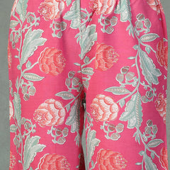 Stylum Women's Pink Floral Printed & Embroidered Rayon Alia Cut Kurta Pant Dupatta Set (KPDPINKTACO)