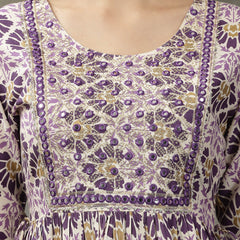 Stylum Women's Printed & Embroidered Rayon Naira Cut Kurta Pant Dupatta Set (KPDPRPLHEART)