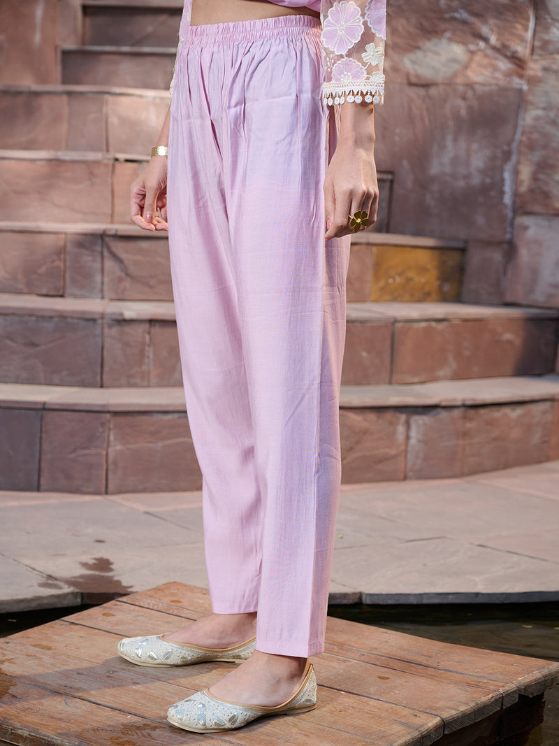 Stylum Women's Purple Solid & Embroidered Silk Straight Kurta Pant Dupatta Set (KPDPURPLEGALA)