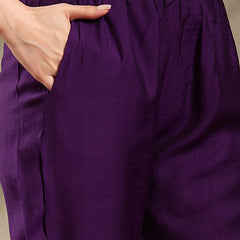 Stylum Women's Purple Solid & Embroidered Organza Straight Kurta Pant Dupatta Set (KPDPURPLEPARINDA)