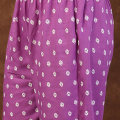 Stylum Women's Purple Bandhani Printed Rayon Straight Kurta Pant Dupatta Set (KPDPURPLEPAURI)