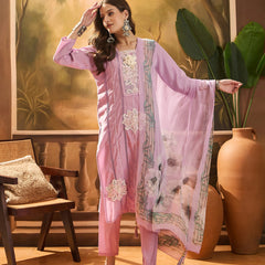 Stylum Women's Purple Solid & Embroidered Chinon Silk Straight Kurta Pant Dupatta Set (KPDPURPLEPRANZA)